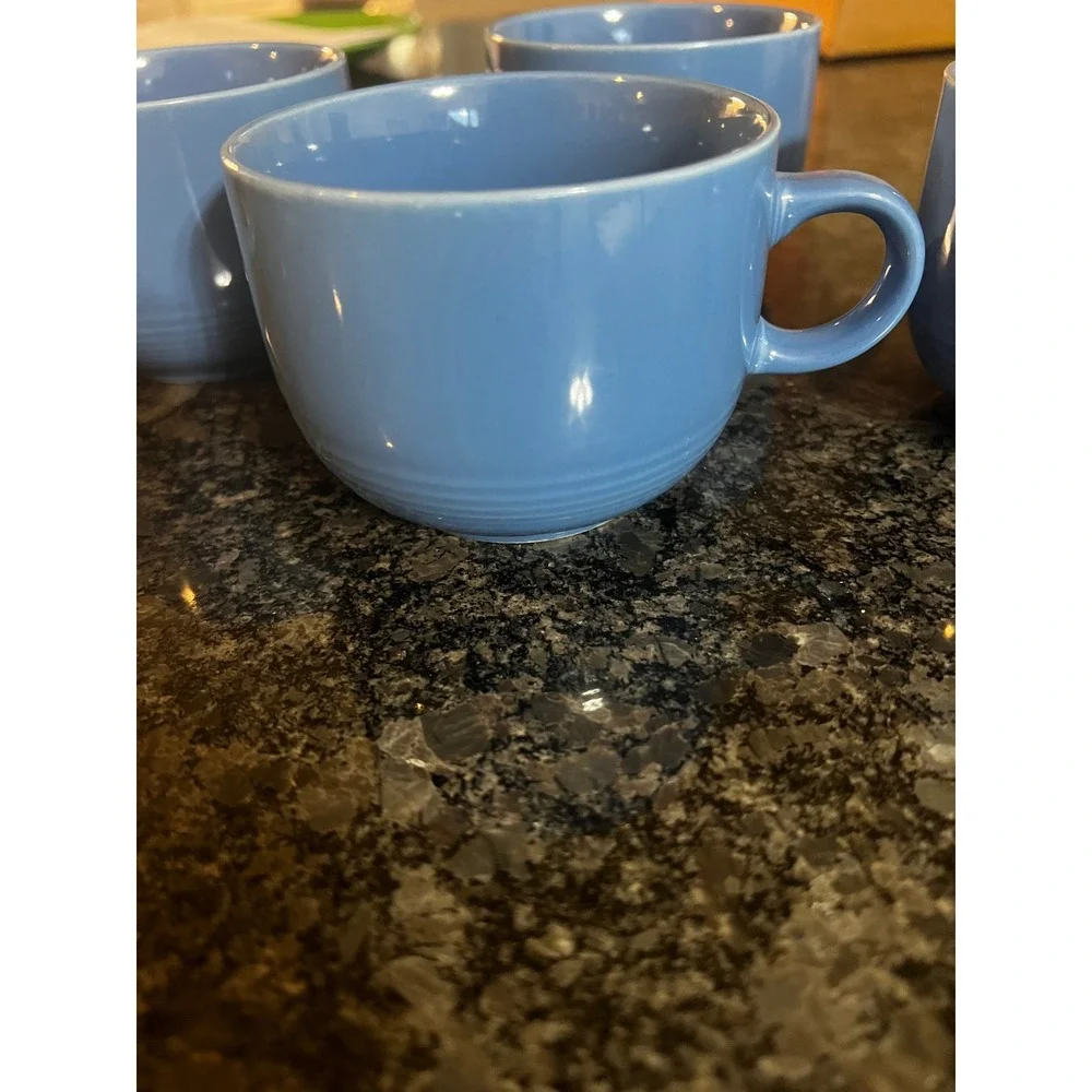Set of 4 vintage RS Japan 8oz Ceramic coffee mugs Tea‎ Cups Blue